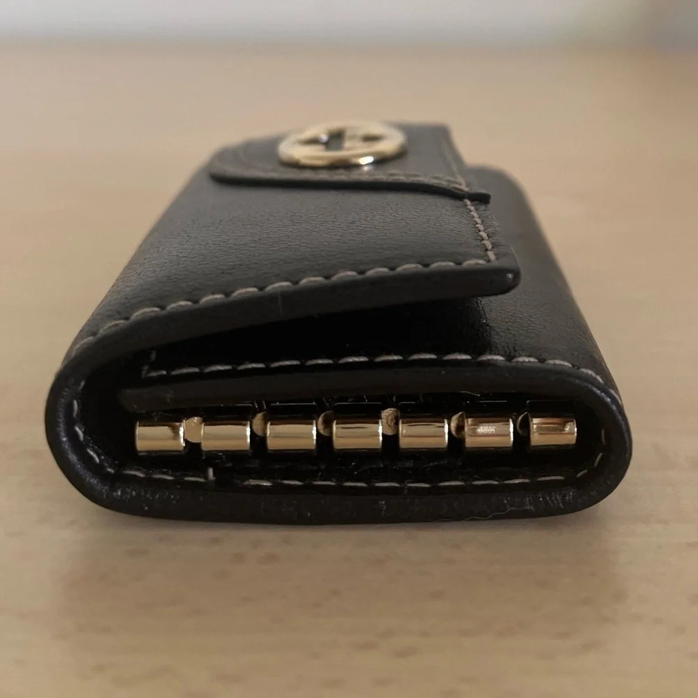 Vintage Gucci GG Black Leather Key Holder Box Controllato BNWOT